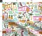 Retro Palm Trees Summer Motel Mod Desert Mid-Century Vacation Pools Springs Small Scale Custom Printed Fabric by Spoonflower Various Fabrics by the Yard or Fat Quarter